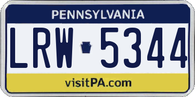 PA license plate LRW5344