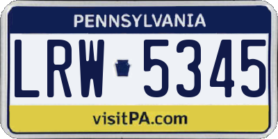 PA license plate LRW5345