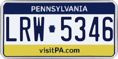 PA license plate LRW5346