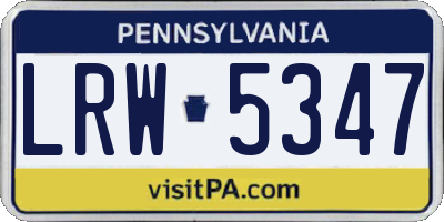 PA license plate LRW5347