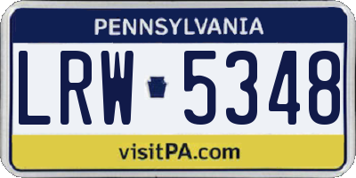 PA license plate LRW5348