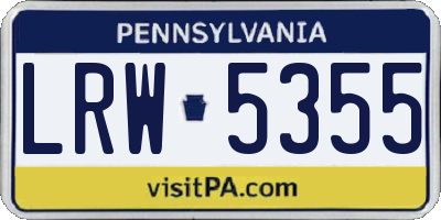 PA license plate LRW5355