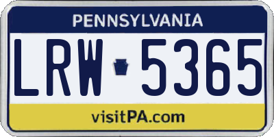 PA license plate LRW5365