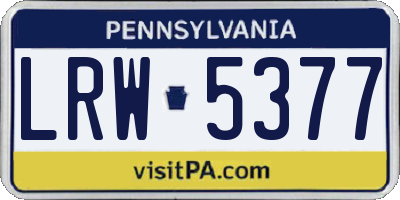 PA license plate LRW5377