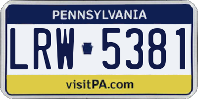 PA license plate LRW5381