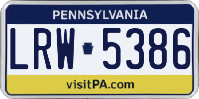 PA license plate LRW5386