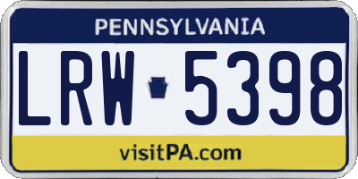 PA license plate LRW5398