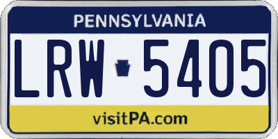 PA license plate LRW5405