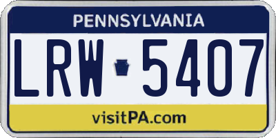 PA license plate LRW5407