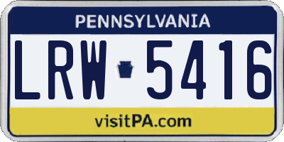 PA license plate LRW5416
