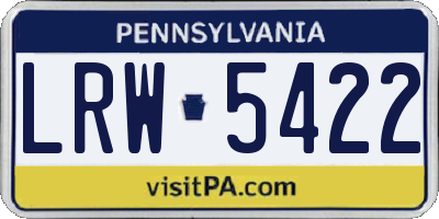 PA license plate LRW5422