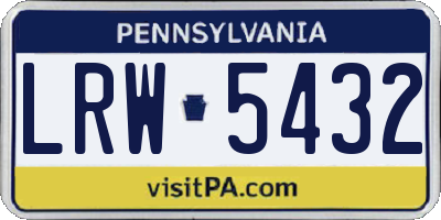 PA license plate LRW5432
