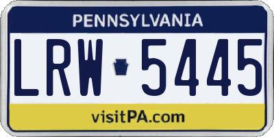 PA license plate LRW5445