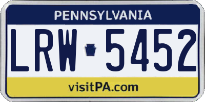PA license plate LRW5452