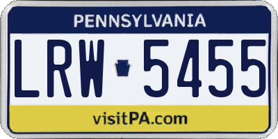 PA license plate LRW5455