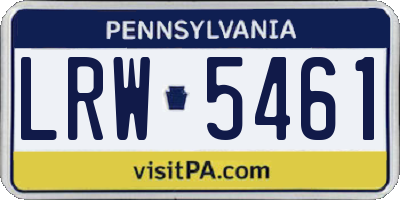 PA license plate LRW5461