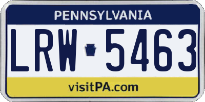PA license plate LRW5463