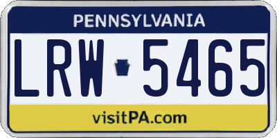 PA license plate LRW5465