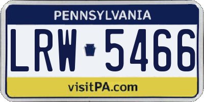 PA license plate LRW5466