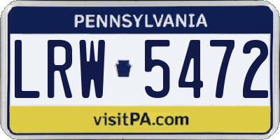 PA license plate LRW5472