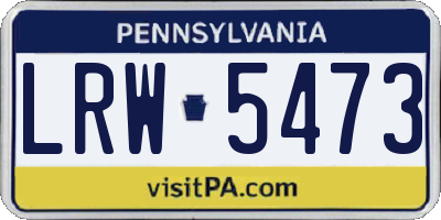 PA license plate LRW5473