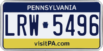 PA license plate LRW5496