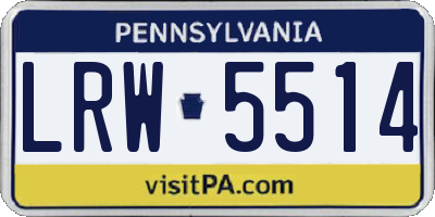 PA license plate LRW5514