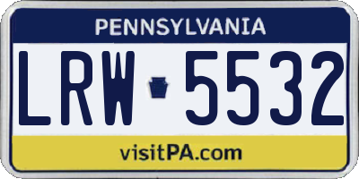 PA license plate LRW5532