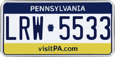 PA license plate LRW5533