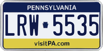 PA license plate LRW5535