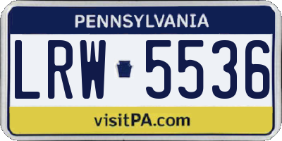 PA license plate LRW5536