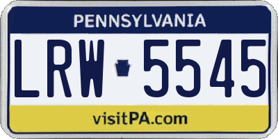 PA license plate LRW5545