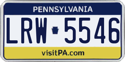 PA license plate LRW5546