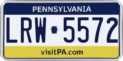 PA license plate LRW5572