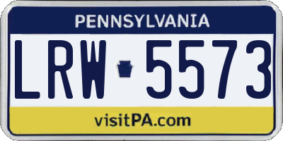 PA license plate LRW5573