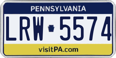 PA license plate LRW5574