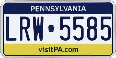 PA license plate LRW5585