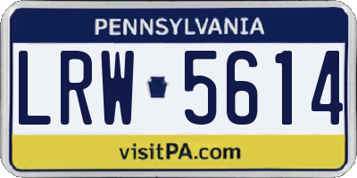 PA license plate LRW5614