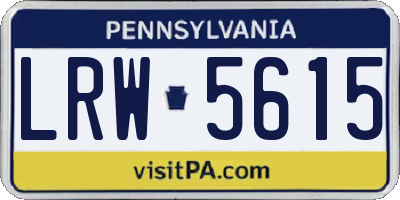 PA license plate LRW5615