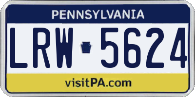 PA license plate LRW5624