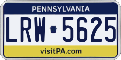 PA license plate LRW5625