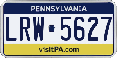 PA license plate LRW5627