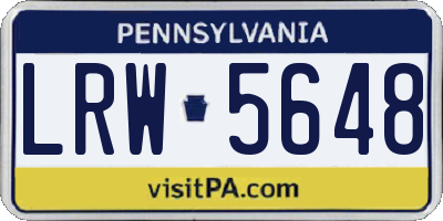 PA license plate LRW5648