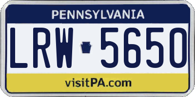 PA license plate LRW5650