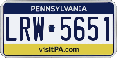 PA license plate LRW5651
