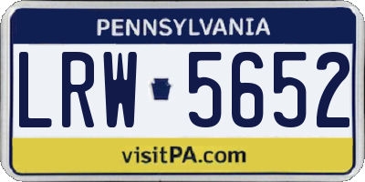 PA license plate LRW5652