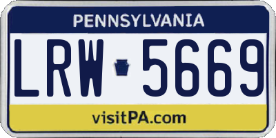 PA license plate LRW5669