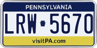 PA license plate LRW5670