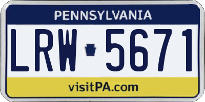 PA license plate LRW5671