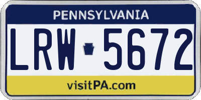 PA license plate LRW5672